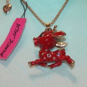 Nwtag:Red Enamel /Deer Necklace